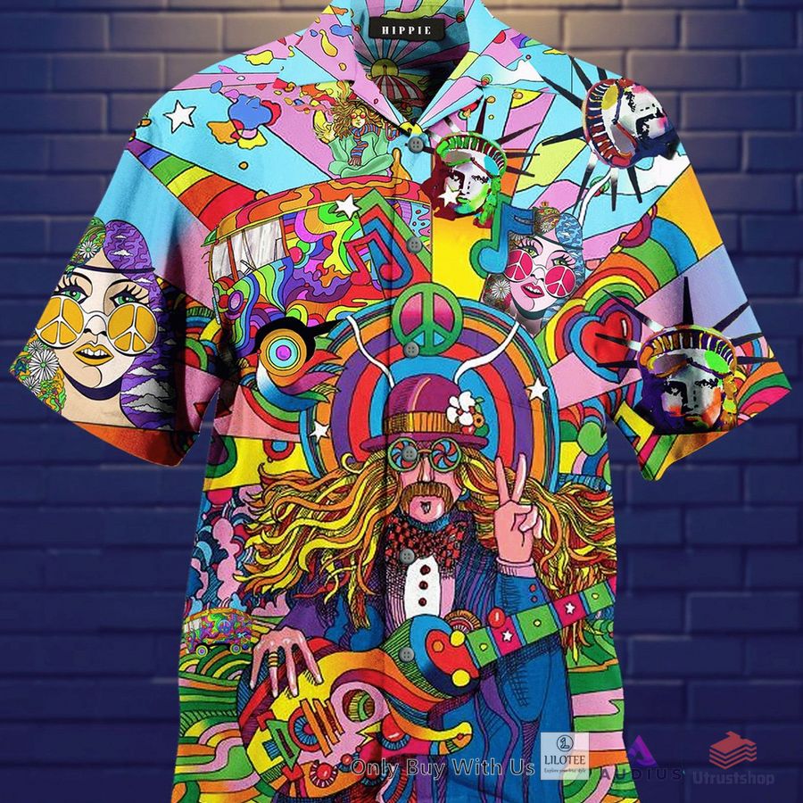 hippie man playing guitar color hawaiian shirt 1 66845