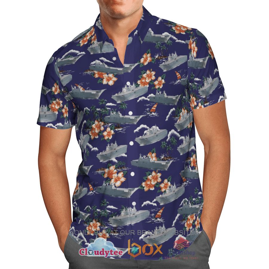 hmas adelaide l01 royal australian navy hawaiian shirt short 2 15709