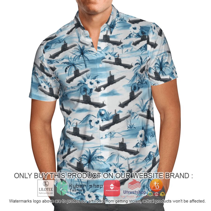 hmas collins ssg 73 royal australian navy hawaiian shirt beach shorts 2 62663