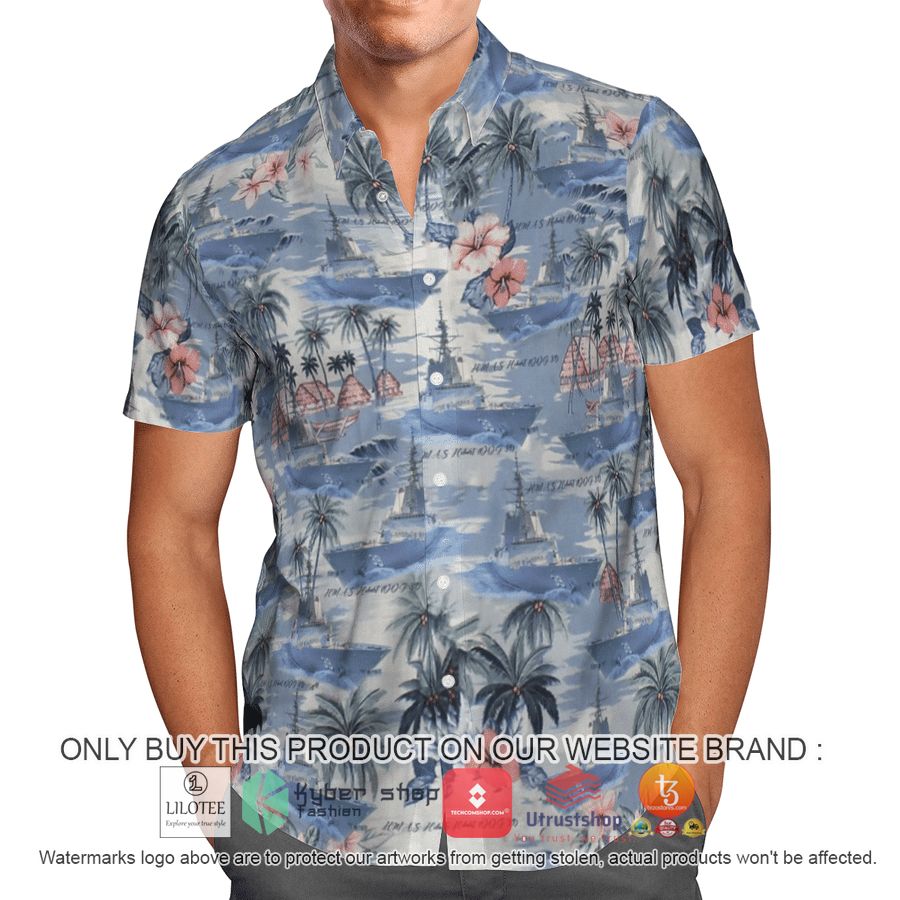 hmas hobart ddg 39 royal australian navy hibiscus hawaiian shirt beach shorts 1 49539