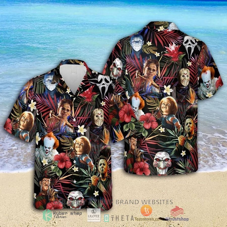horror characters tropical forest casual hawaiian shirt 1 59842
