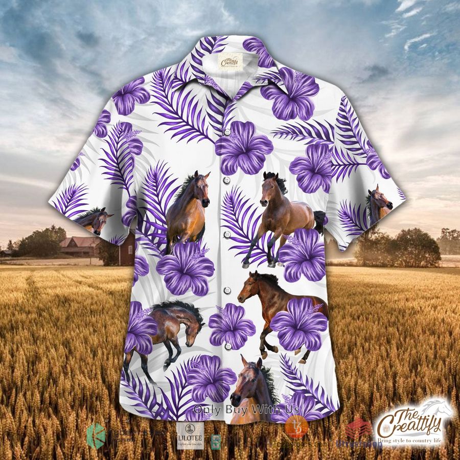 horse flower full color hawaiian shirt 2 11096