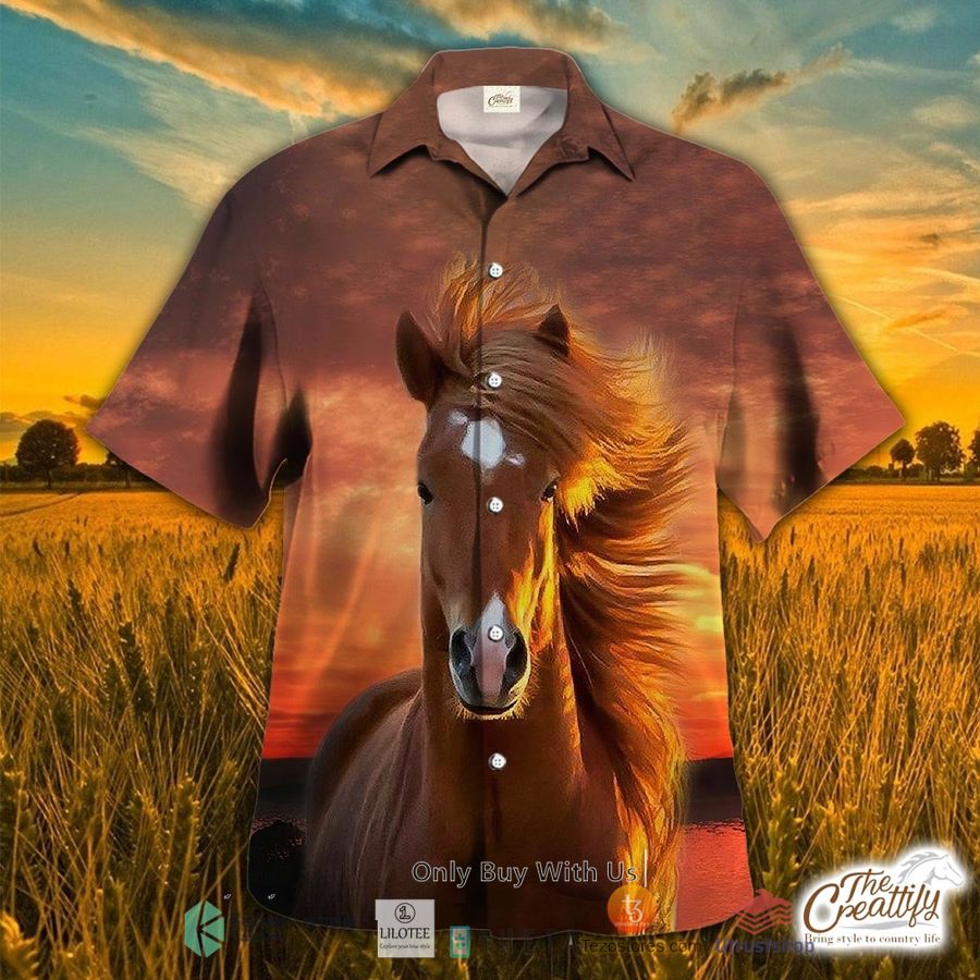 horse sunset background hawaiian shirt 1 34758