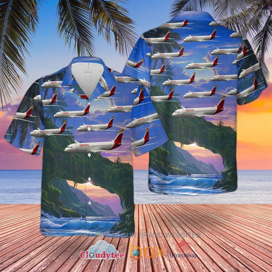 iberia airbus a320 200 hawaiian shirt 1 74396