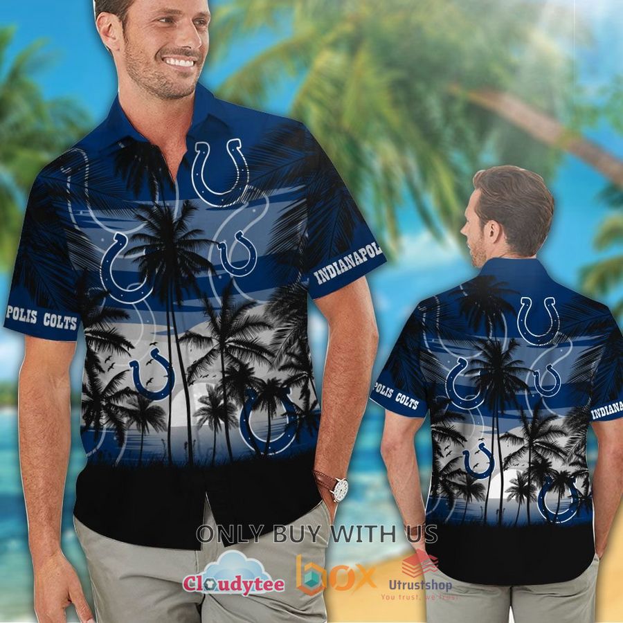 indianapolis colts palm tree blue grey hawaiian shirt 2 95312