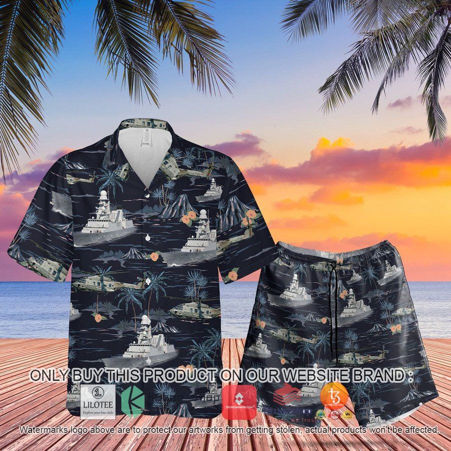 italian navy andrea doria and nh90 hawaiian shirt beach shorts 1 25473