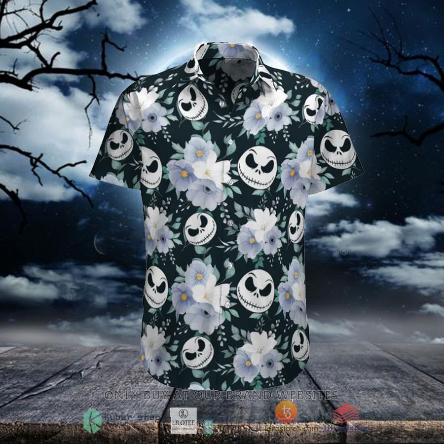 jack skellington flower dark casual hawaiian shirt 1 23572