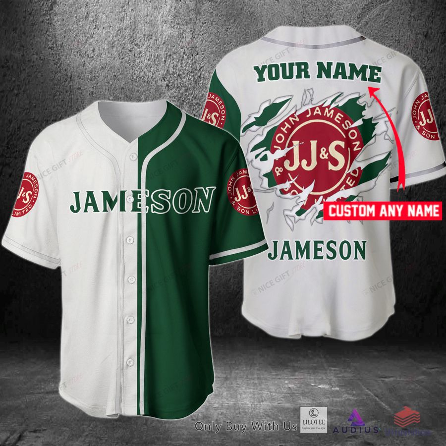 jameson irish whiskey your name green white baseball jersey 1 26427
