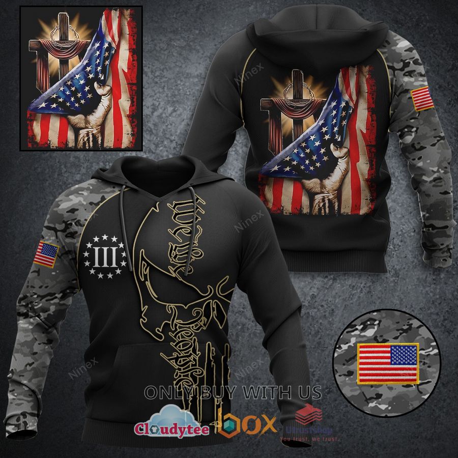 jesus american flag punisher skull 3d hoodie 1 67094