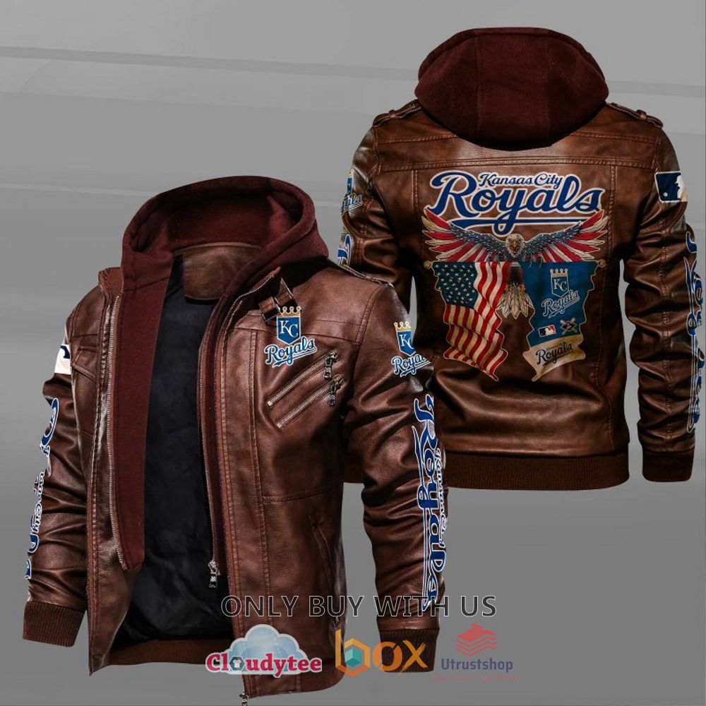 kansas city royals american flag eagle leather jacket 2 77383