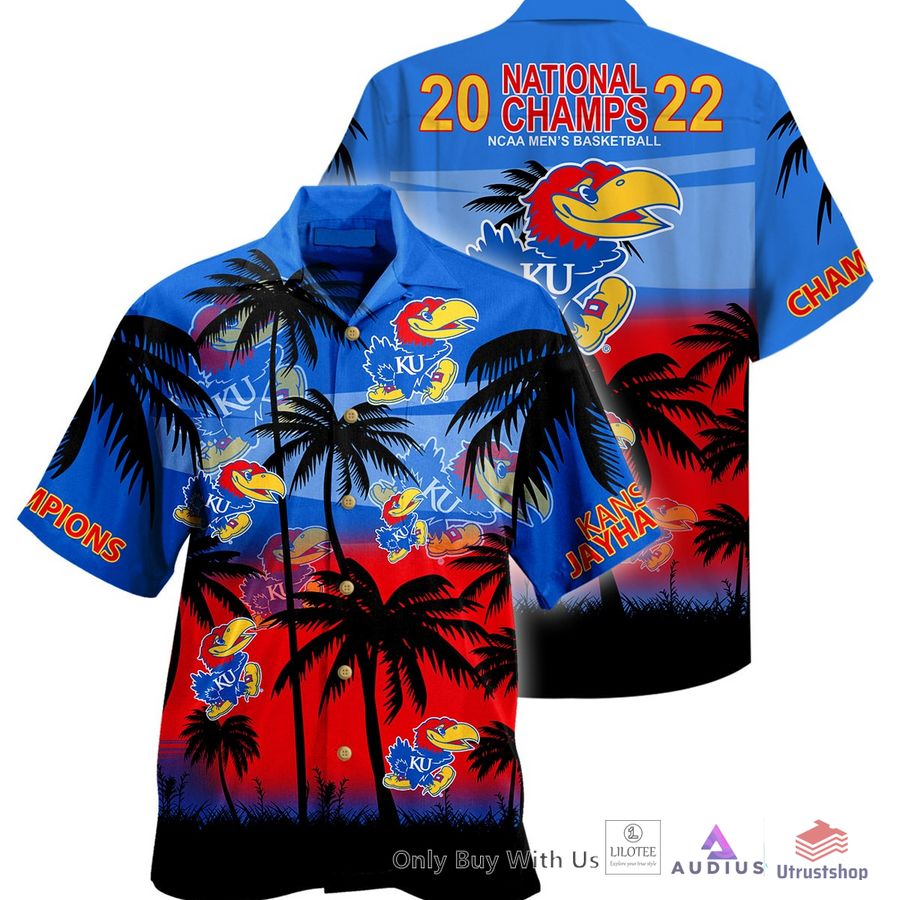 kansas jayhawks national champs 2022 hawaiian shirt short 1 37620