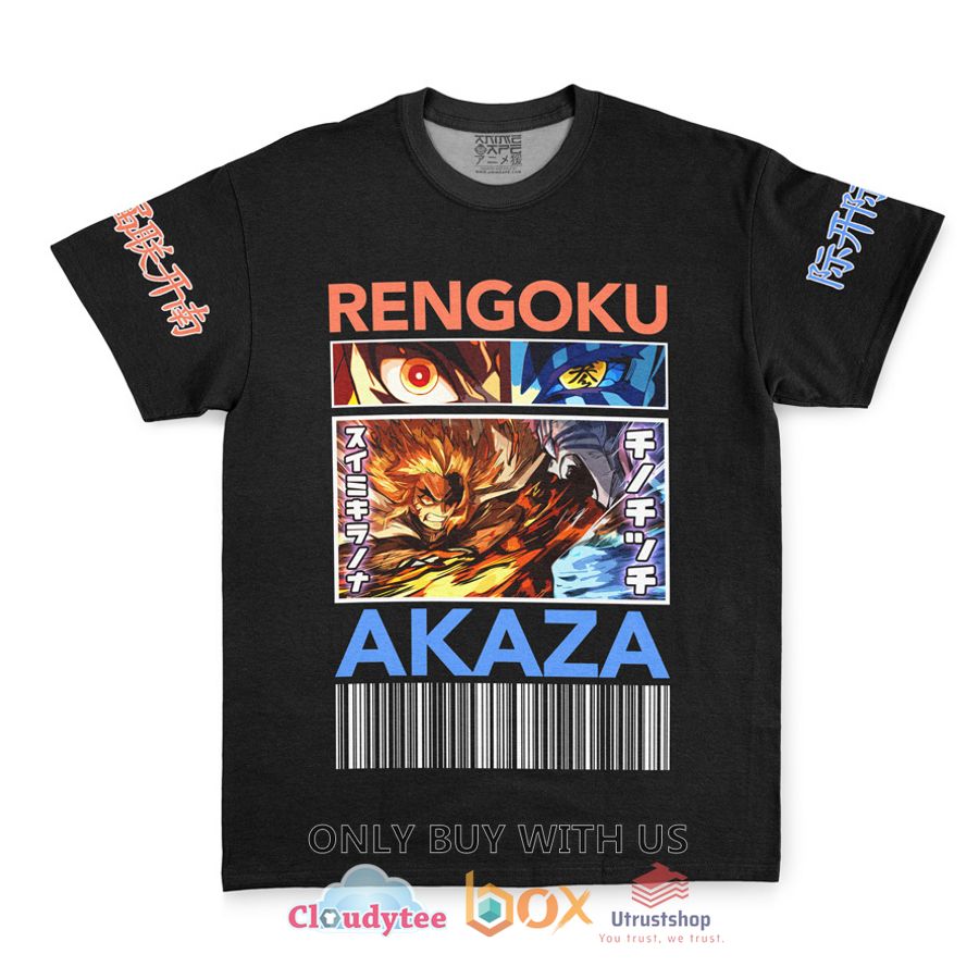 kyojuro rengoku vs akaza demon slayer anime t shirt 1 37778