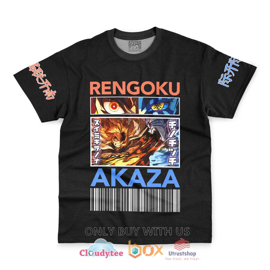 kyojuro rengoku vs akaza demon slayer anime t shirt 2 47265