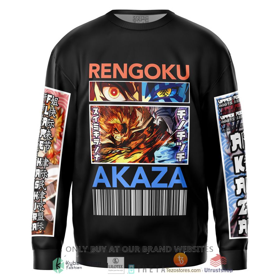kyojuro rengoku vs akaza demon slayer streetwear sweatshirt 1 61223