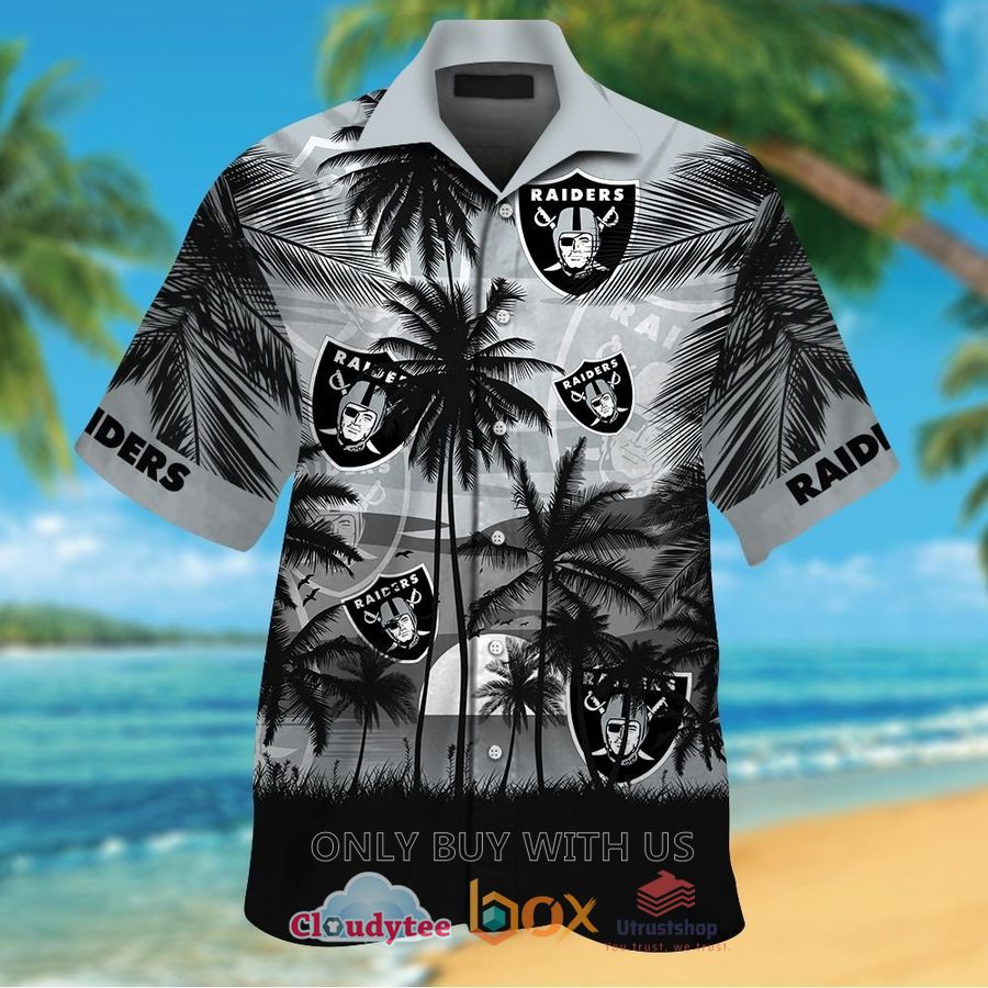 las vegas raiders palm tree black grey hawaiian shirt 1 75153