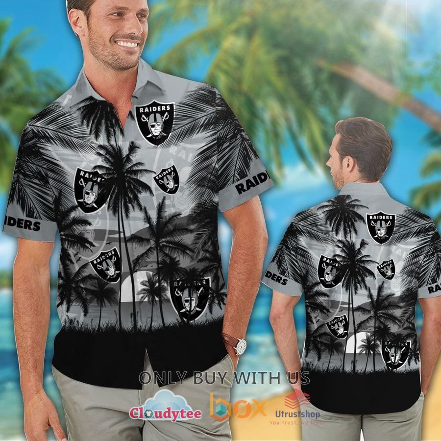 las vegas raiders palm tree black grey hawaiian shirt 2 47449