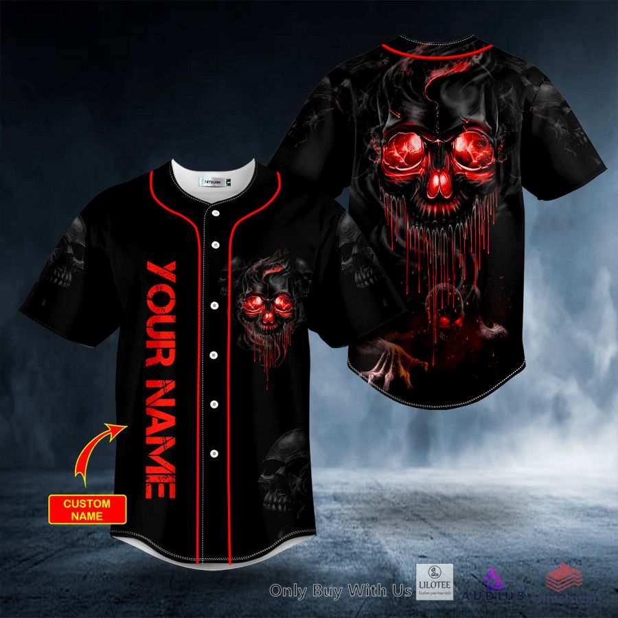 lava blood melting skull custom baseball jersey 1 50181
