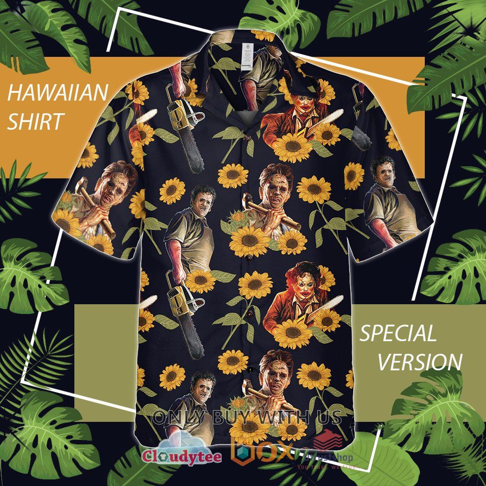 leatherface halloween flower black hawaiian shirt 1 13285