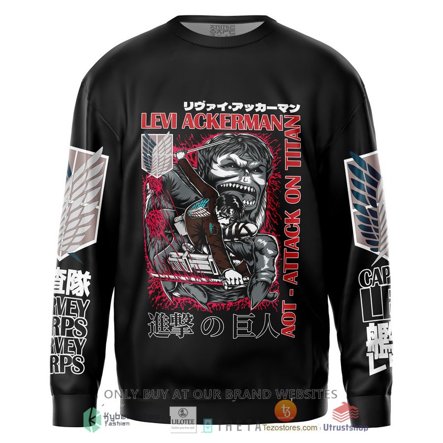 levi ackerman x beast titan attack on titan slayer streetwear sweatshirt 2 13165