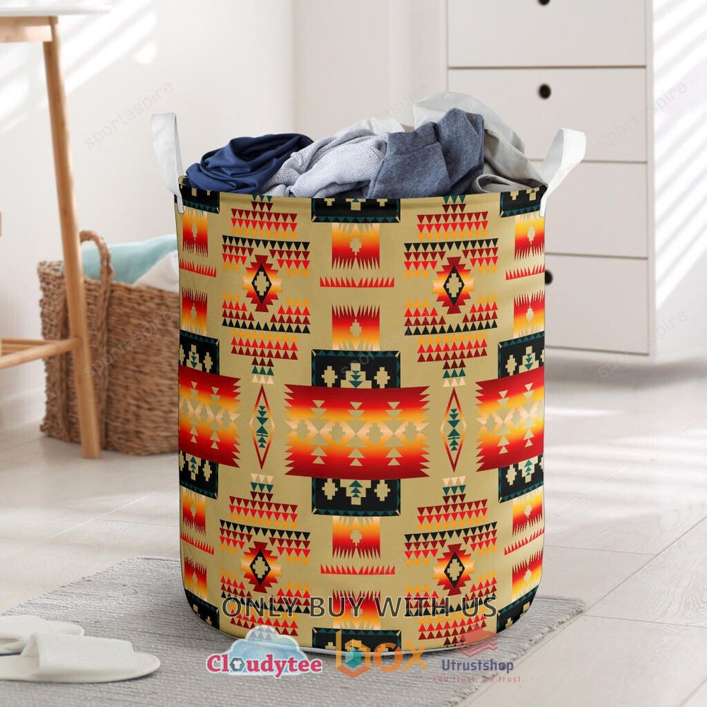 light brown tribe pattern laundry basket 1 74328