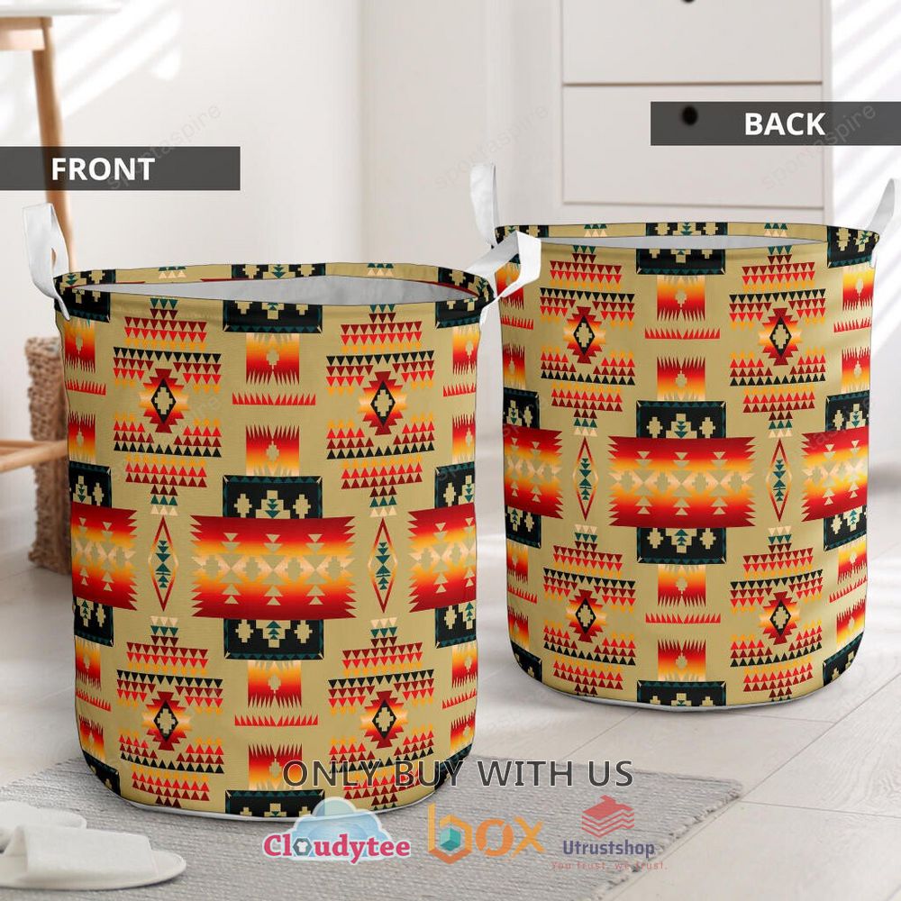 light brown tribe pattern laundry basket 2 13832