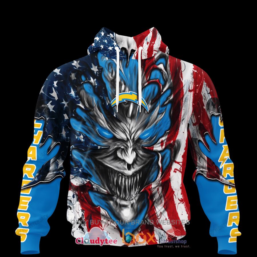 los angeles chargers evil demon face us flag 3d hoodie shirt 1 34186