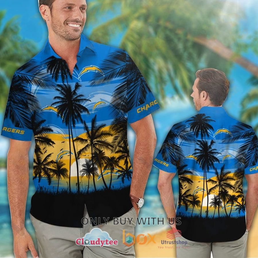 los angeles chargers palm tree blue yellow hawaiian shirt 2 35355