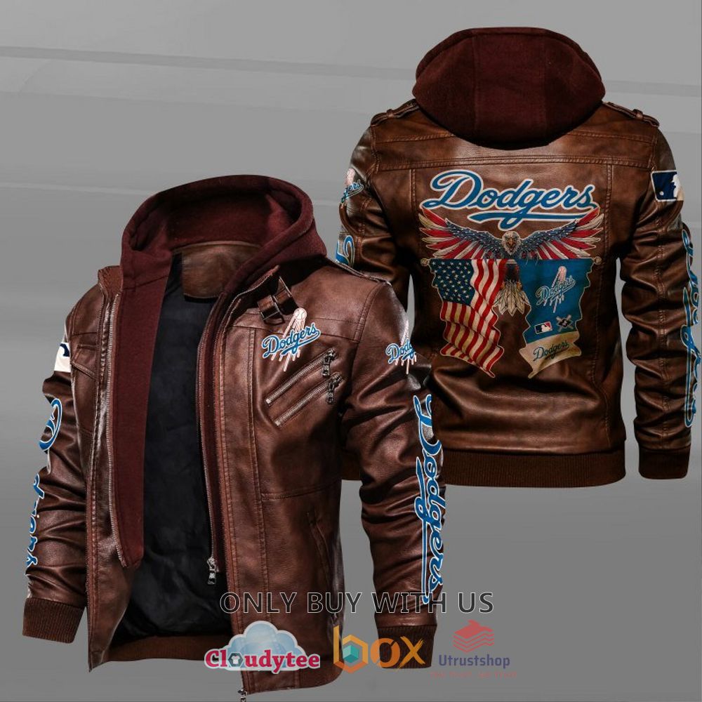 los angeles dodgers american flag eagle leather jacket 2 63580