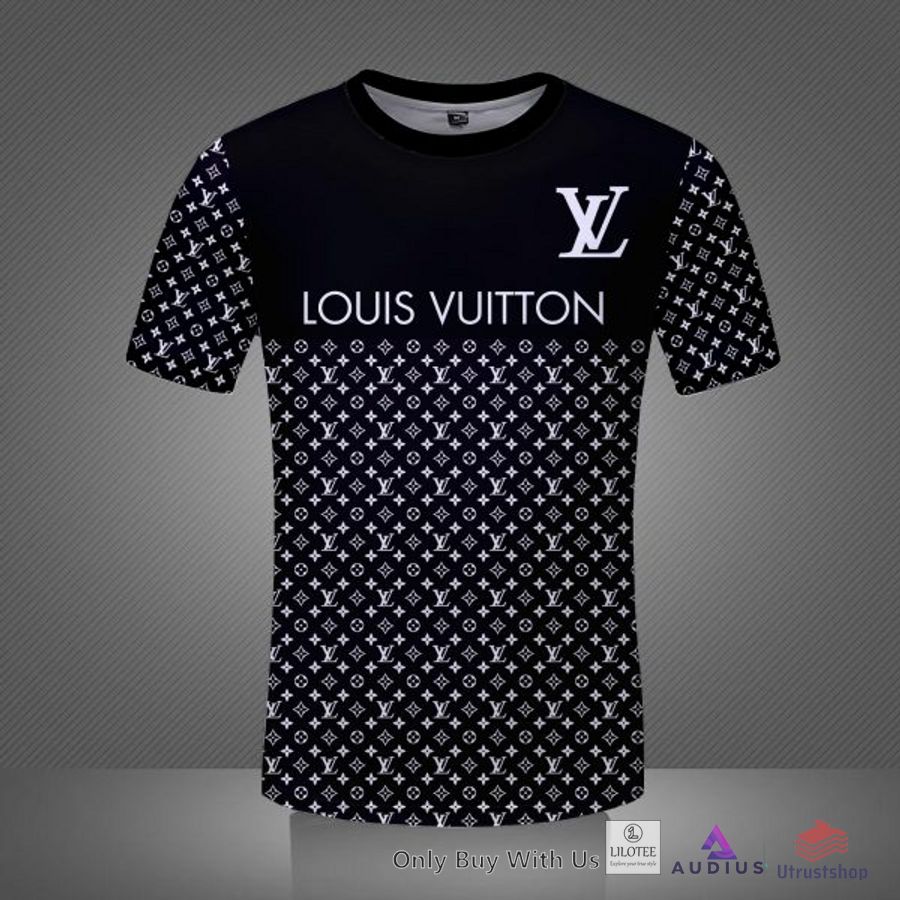 louis vuitton black pattern 3d t shirt 1 91368