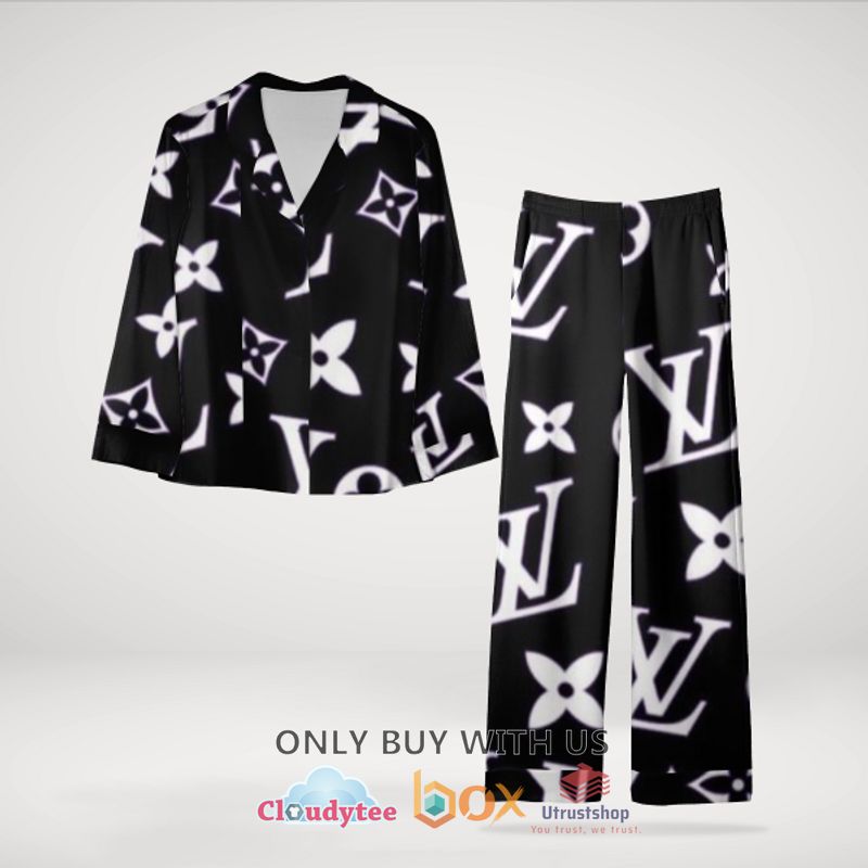 louis vuitton black white logo pajamas set 1 74953