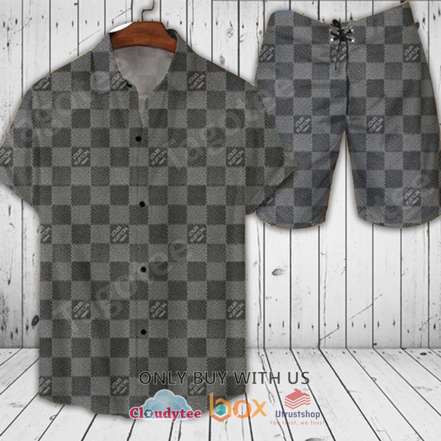 louis vuitton grey color caro hawaiian shirt short 1 39074