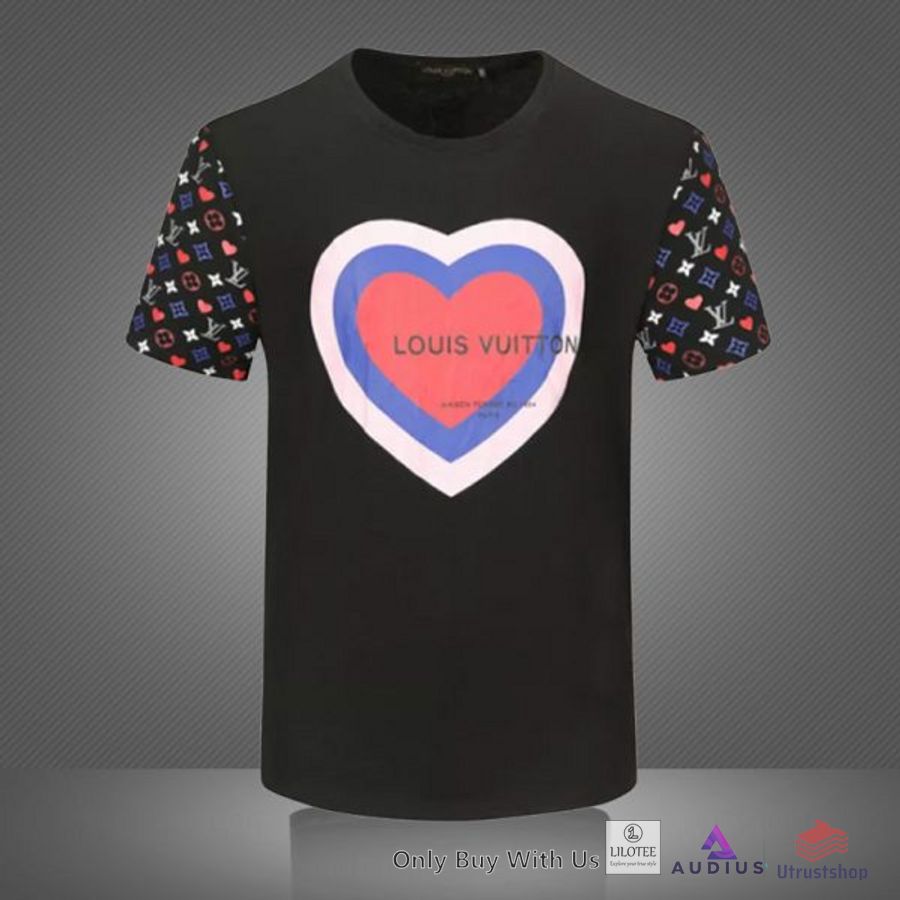 louis vuitton heart black 3d t shirt 1 87009