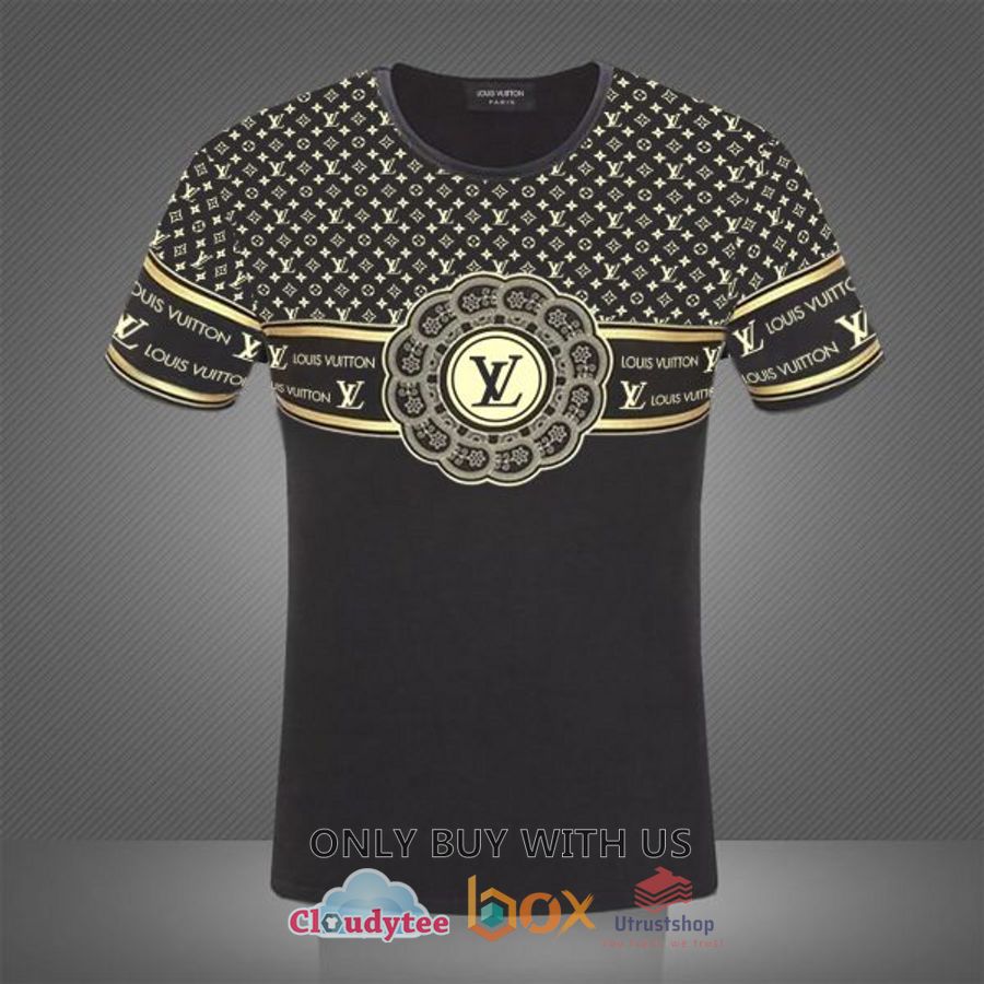 louis vuitton pattern black yellow 3d t shirt 1 92587