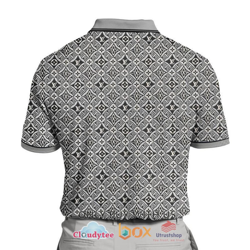 louis vuitton pattern grey polo shirt 2 56567
