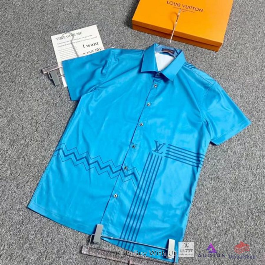 louis vuitton pattern stripes blue hawaiian shirt 1 98576
