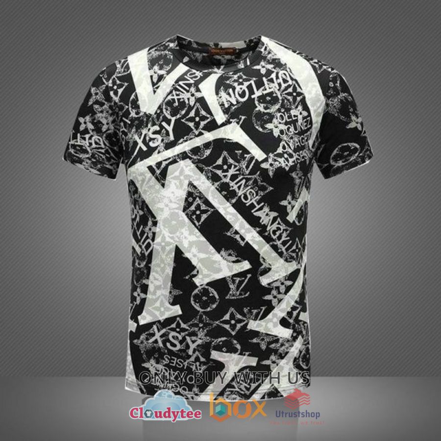 louis vuitton pattern white black 3d t shirt 1 89779
