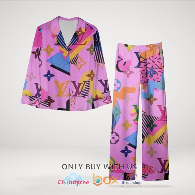 louis vuitton pink pattern logo pajamas set 1 65163