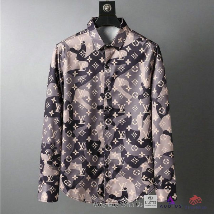 louis vuitton purple cream 3d longsleeve button shirt 1 66676
