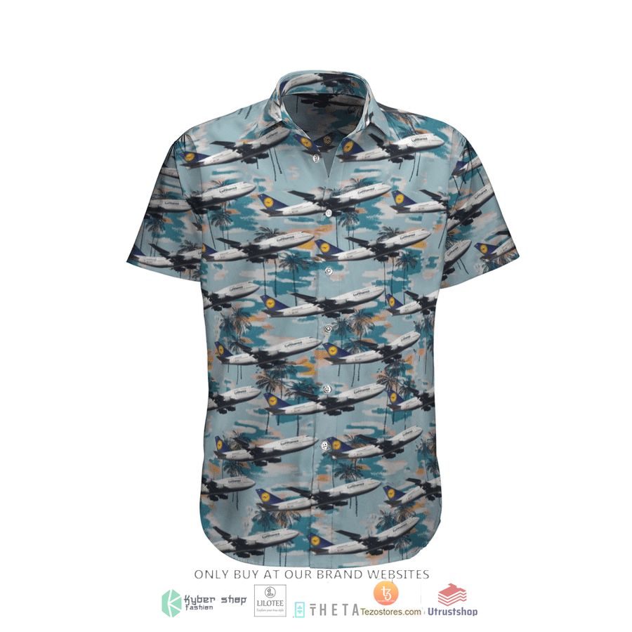 lufthansa boeing 747 400 short sleeve hawaiian shirt 1 63881