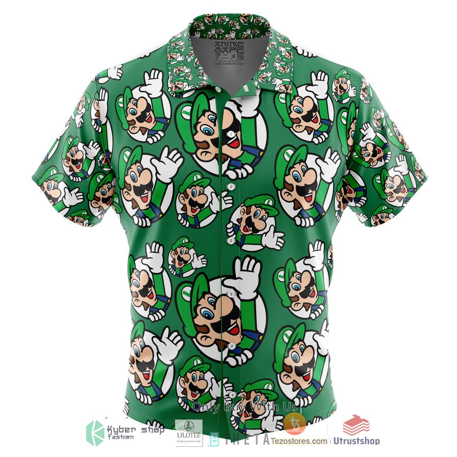 luigi super mario short sleeve hawaiian shirt 1 37763
