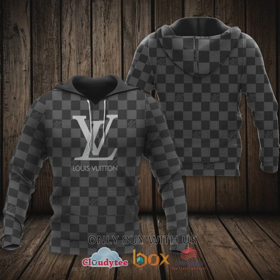 lv louis vuitton black grey 3d hoodie shirt 1 86349