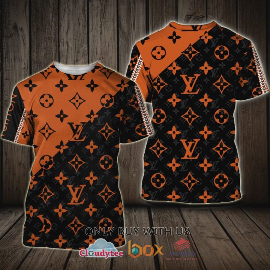 lv louis vuitton black orange 3d hoodie shirt 2 8445
