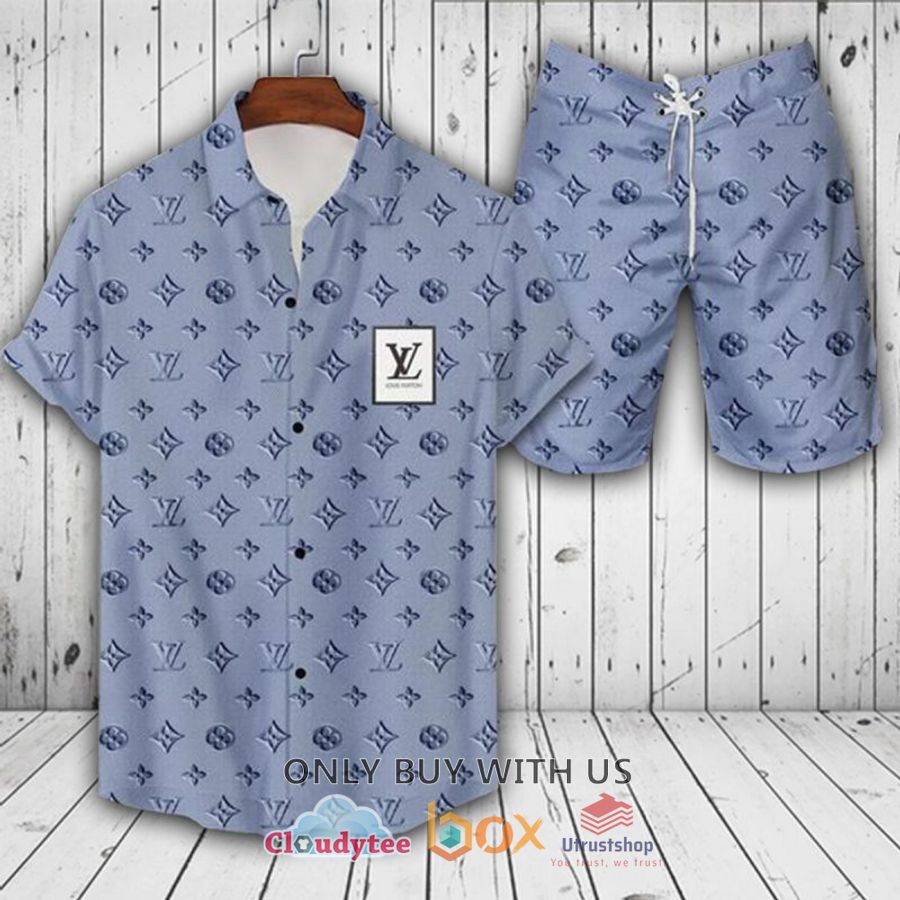 lv louis vuitton paris light blue hawaiian shirt short 1 70618