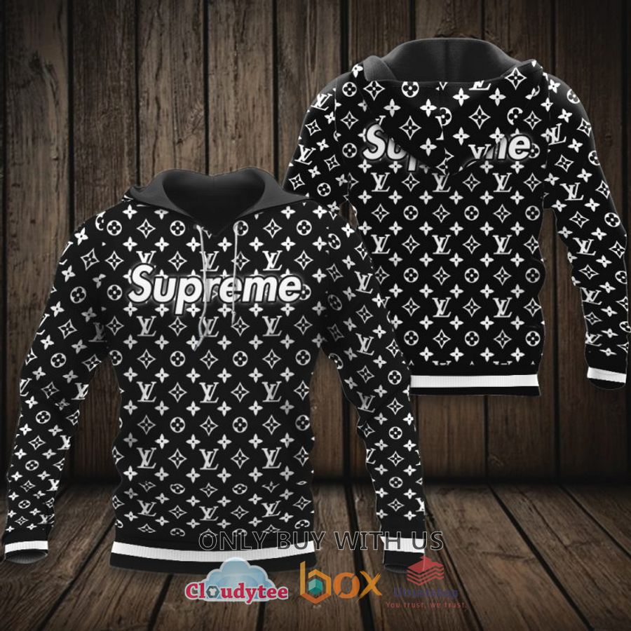 lv louis vuitton supreme black white 3d hoodie shirt 1 82398