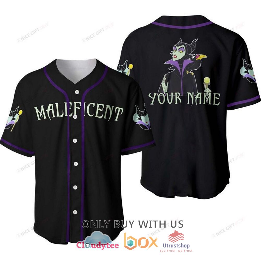 maleficent custom name black baseball jersey shirt 1 19619