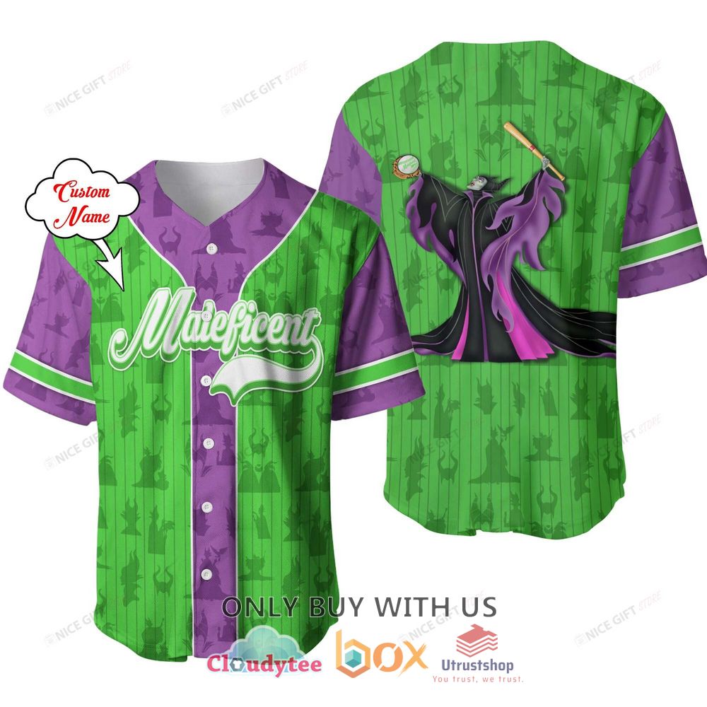 maleficent custom name purple green baseball jersey shirt 1 62111