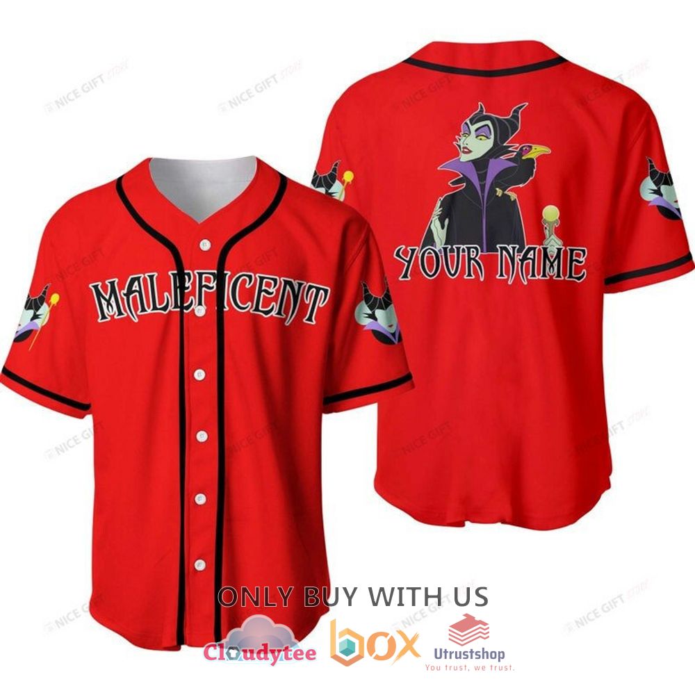 maleficent disney custom name red baseball jersey shirt 1 74031
