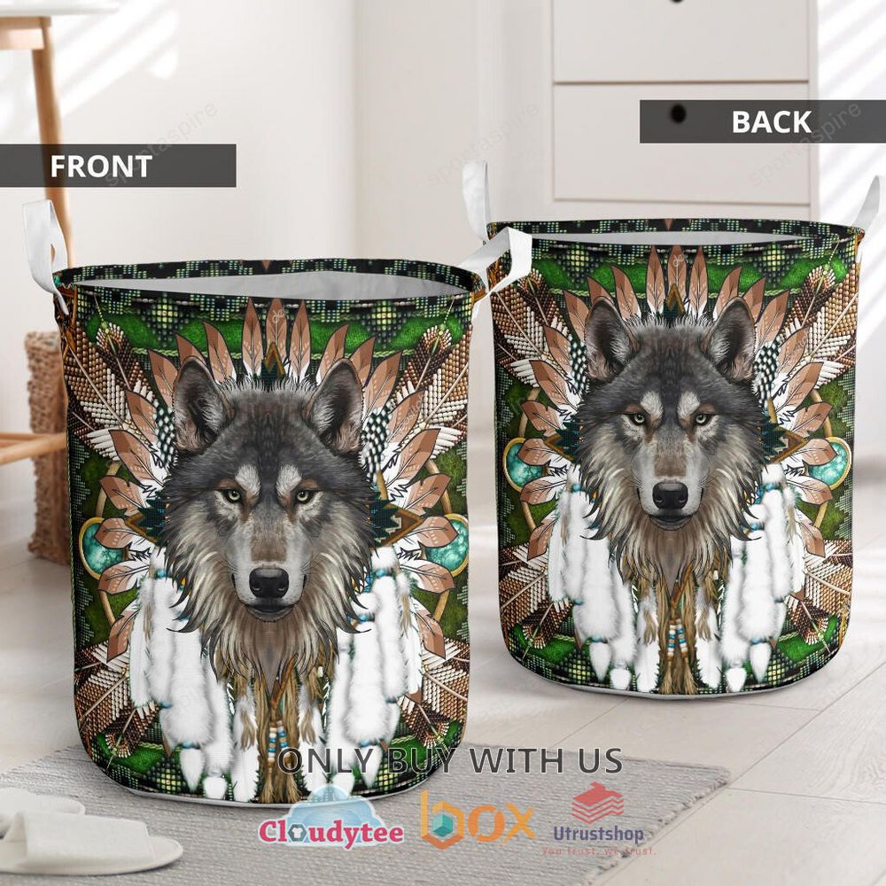 mandala wolf native laundry basket 2 29956