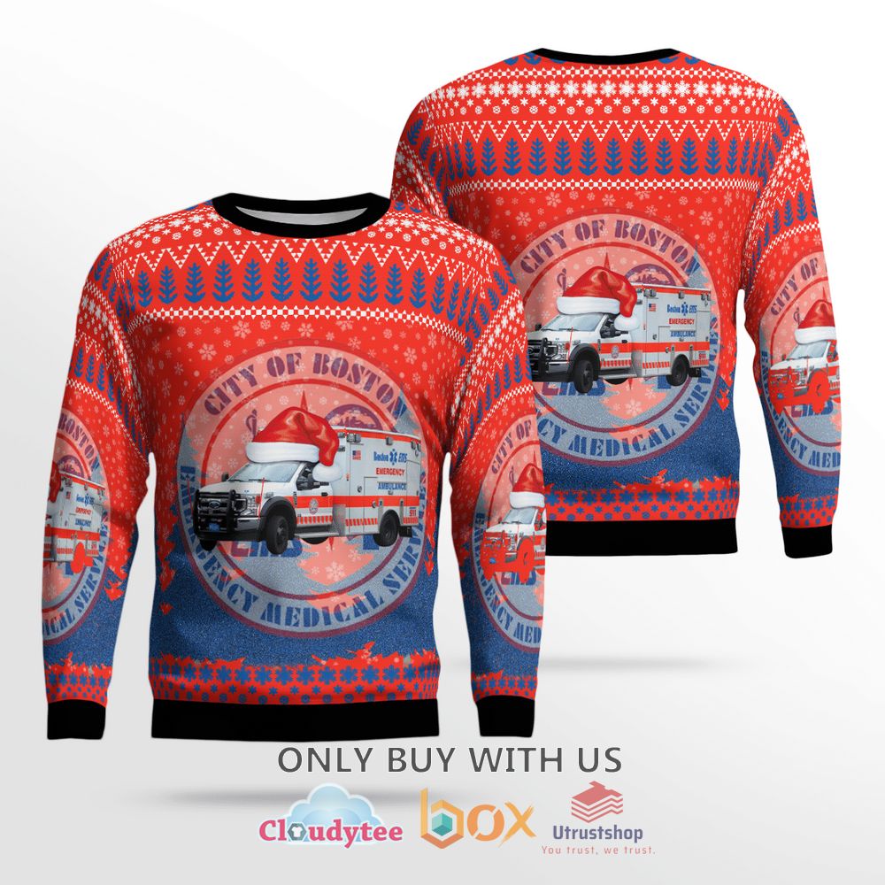 massachusetts boston ems red christmas sweater 1 80231