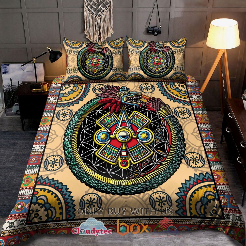 mexican aztec ollin eye quetzalcoatl bedding set 1 30413